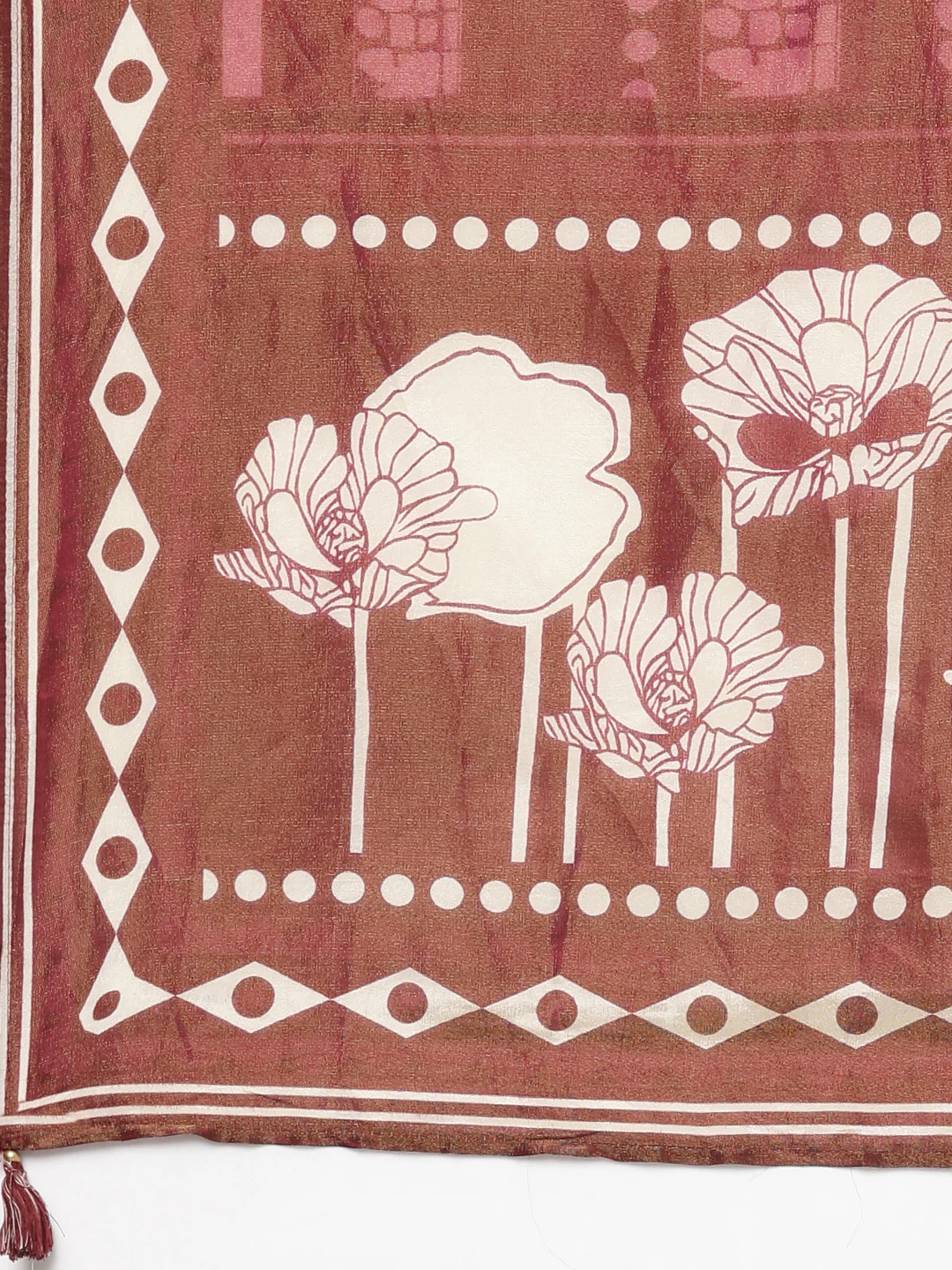 Neerus Orange Casual Floral Straight Kurta and Trousers With Dupatta - Image 8