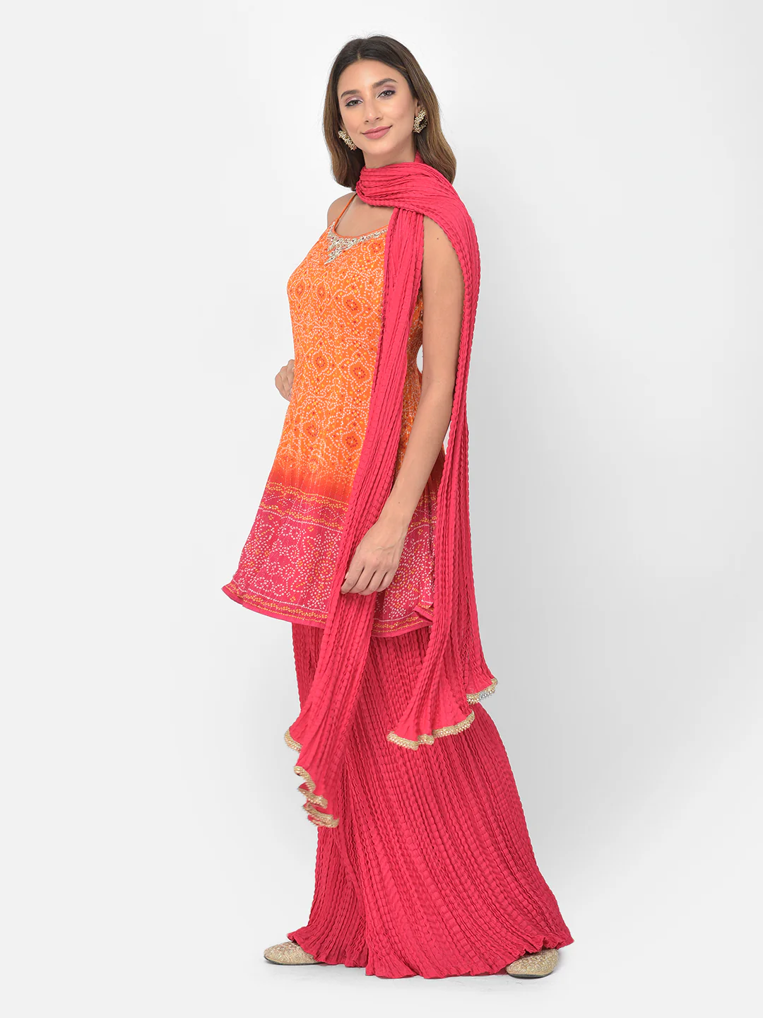 Neerus Orange Color Silk Fabric Salwar Kameez - Image 3