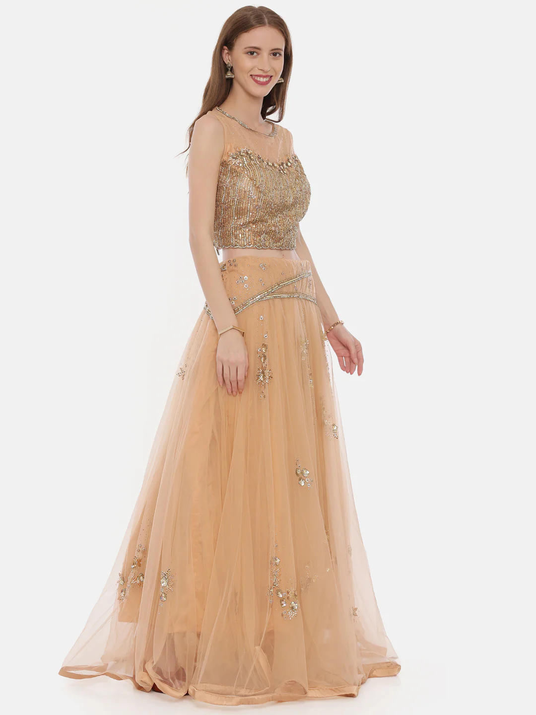 Neerus Orange Embellished Lehenga Set - Image 5