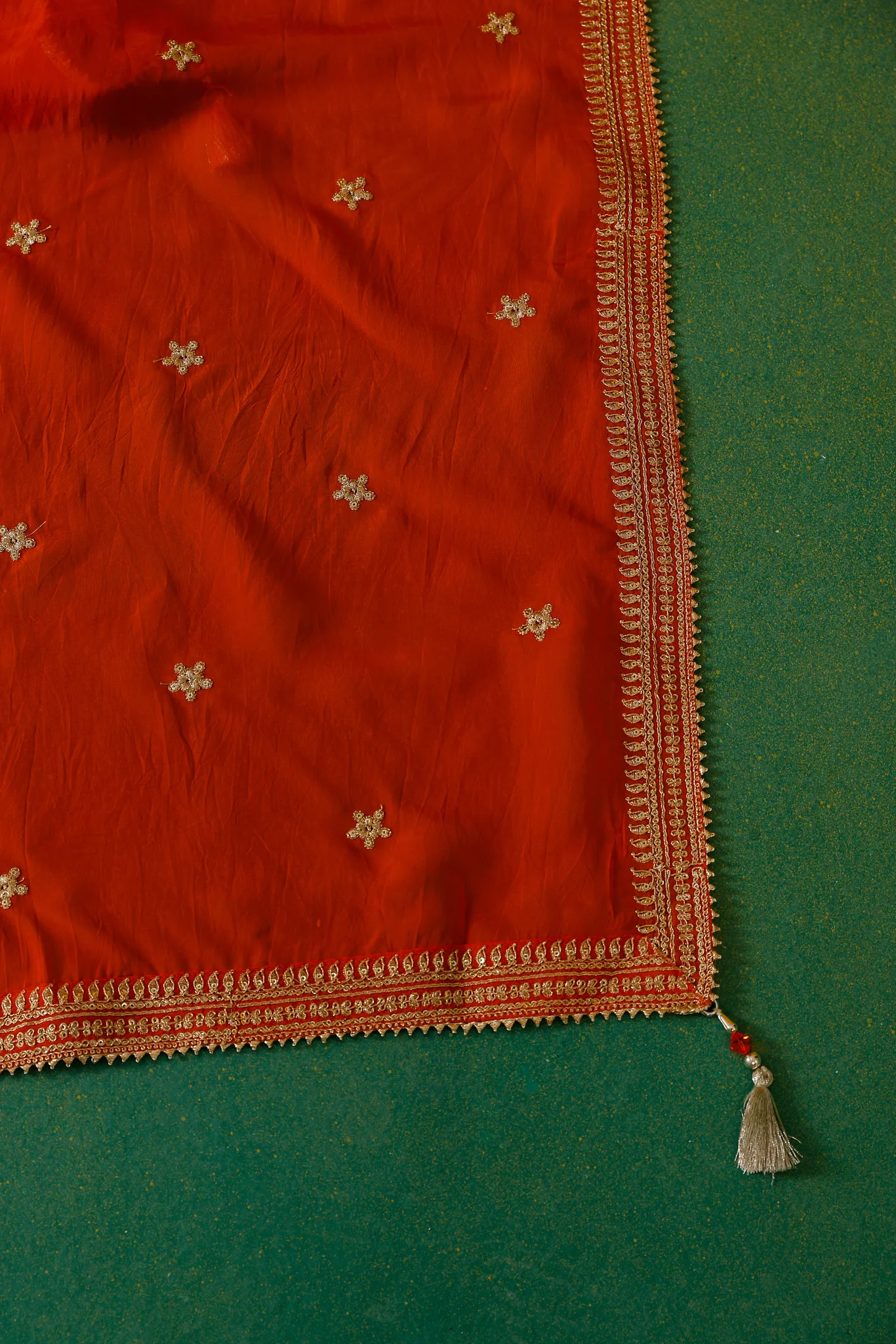 Neerus Orange Embroidery Work Georgette Fabric Ghagra Set - Image 15