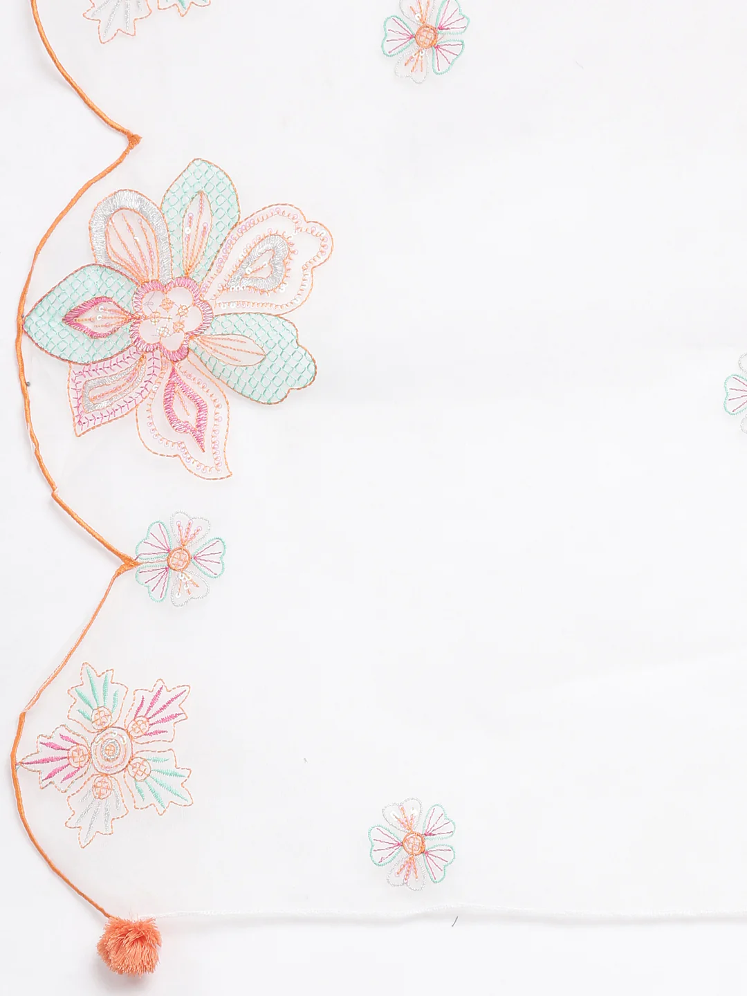 Neerus Orange Panelled Curved Printed Kurta and Palazzos With Dupatta - Image 7