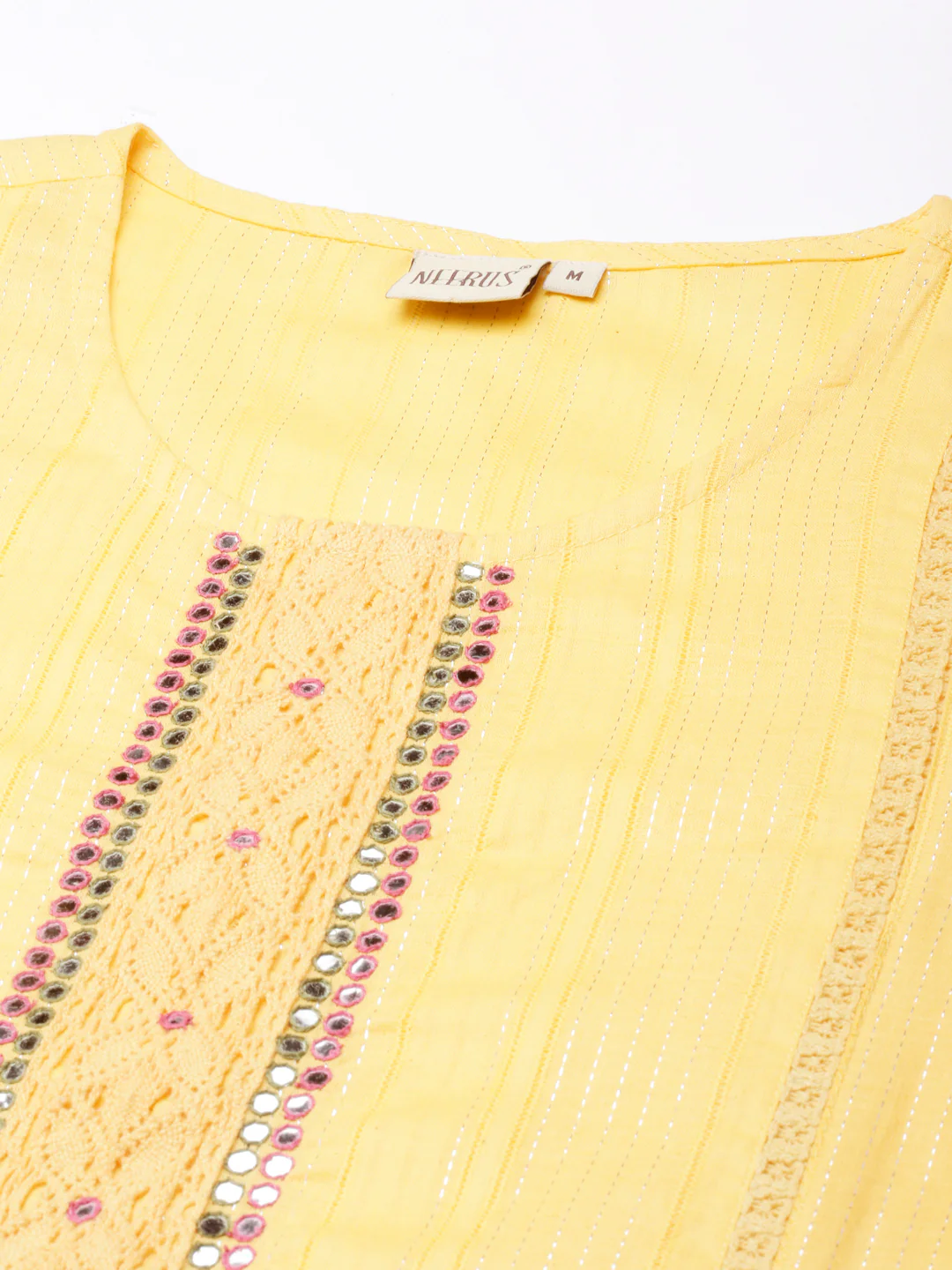Neerus Orange Panelled Straight Kurta and Trousers With Dupatta - Image 4