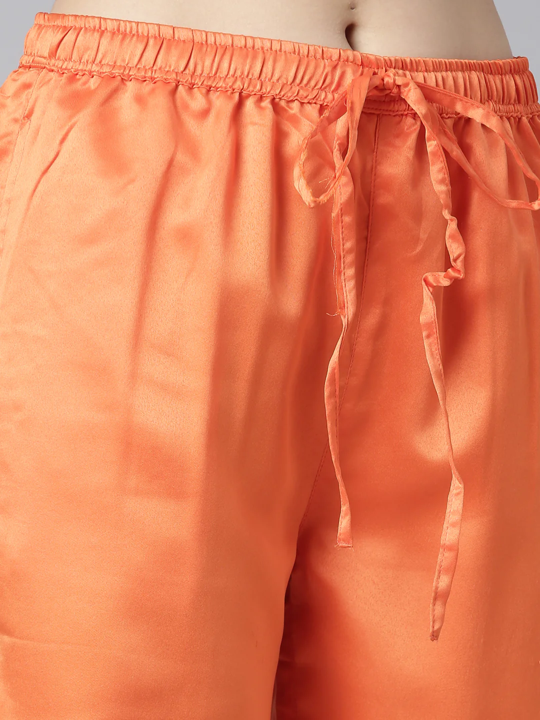 Neerus Orange Pleated Straight Floral Kurta And Salwar With Dupatta - Image 6