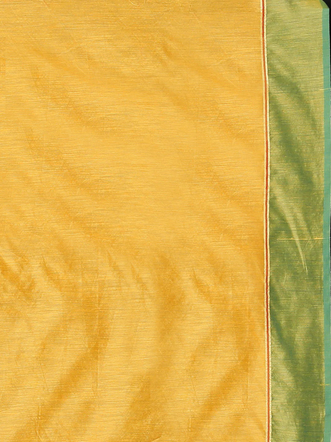 Neerus Orange Printed Saree With Blouse - Image 6