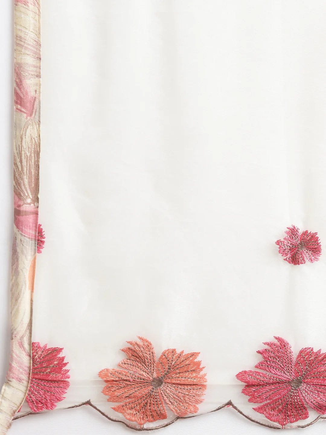 Neerus Orange Regular Straight Floral Kurta And Trousers With Dupatta - Image 7
