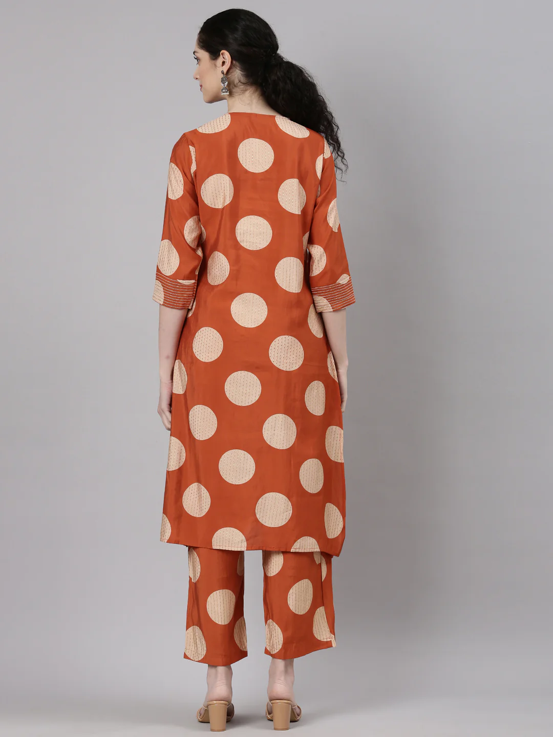 Neerus Orange Straight Casual Kurta and Trouser - Image 4
