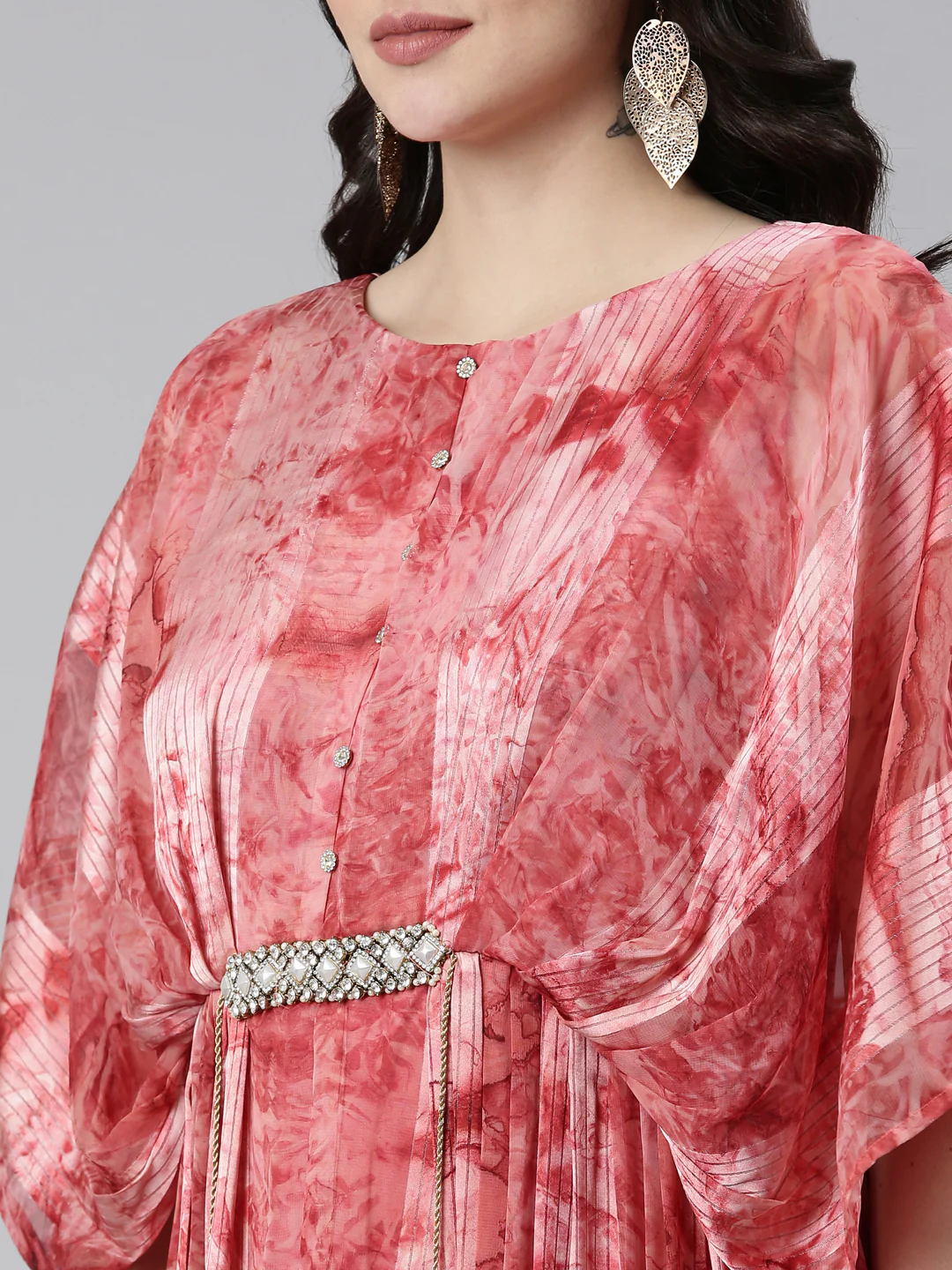 Neerus Orange Straight Casual Solid Gown - Image 4