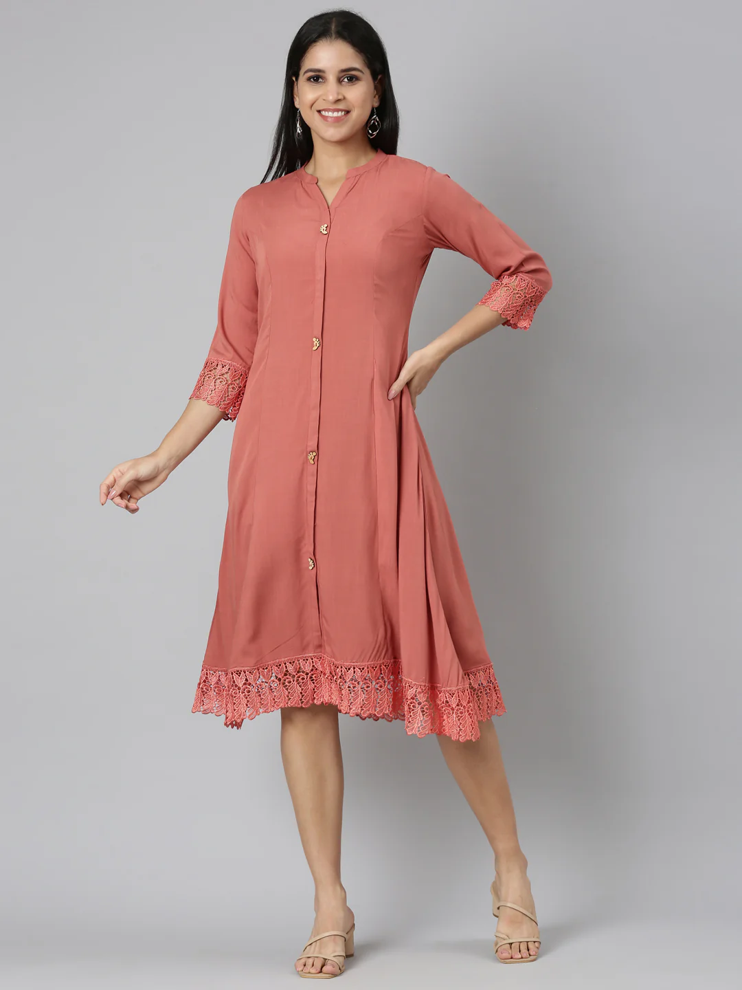 Neerus Orange Straight Casual Solid Straight Kurta - Image 5