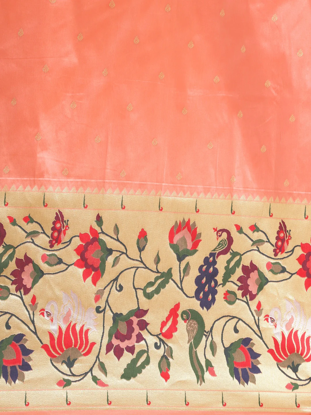 Neerus Peach Color Banaras Fabric Saree - Image 3