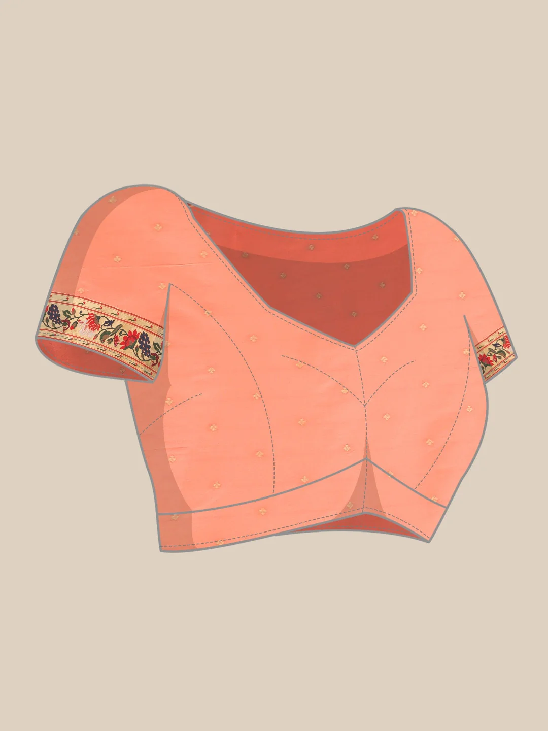 Neerus Peach Color Banaras Fabric Saree - Image 5