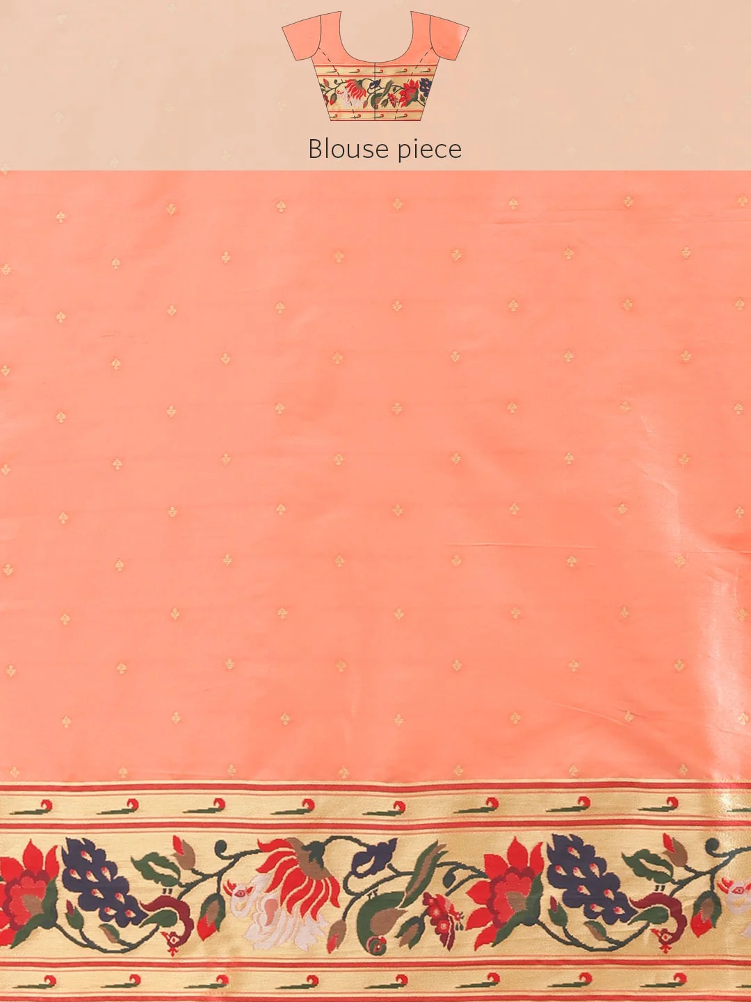 Neerus Peach Color Banaras Fabric Saree - Image 6