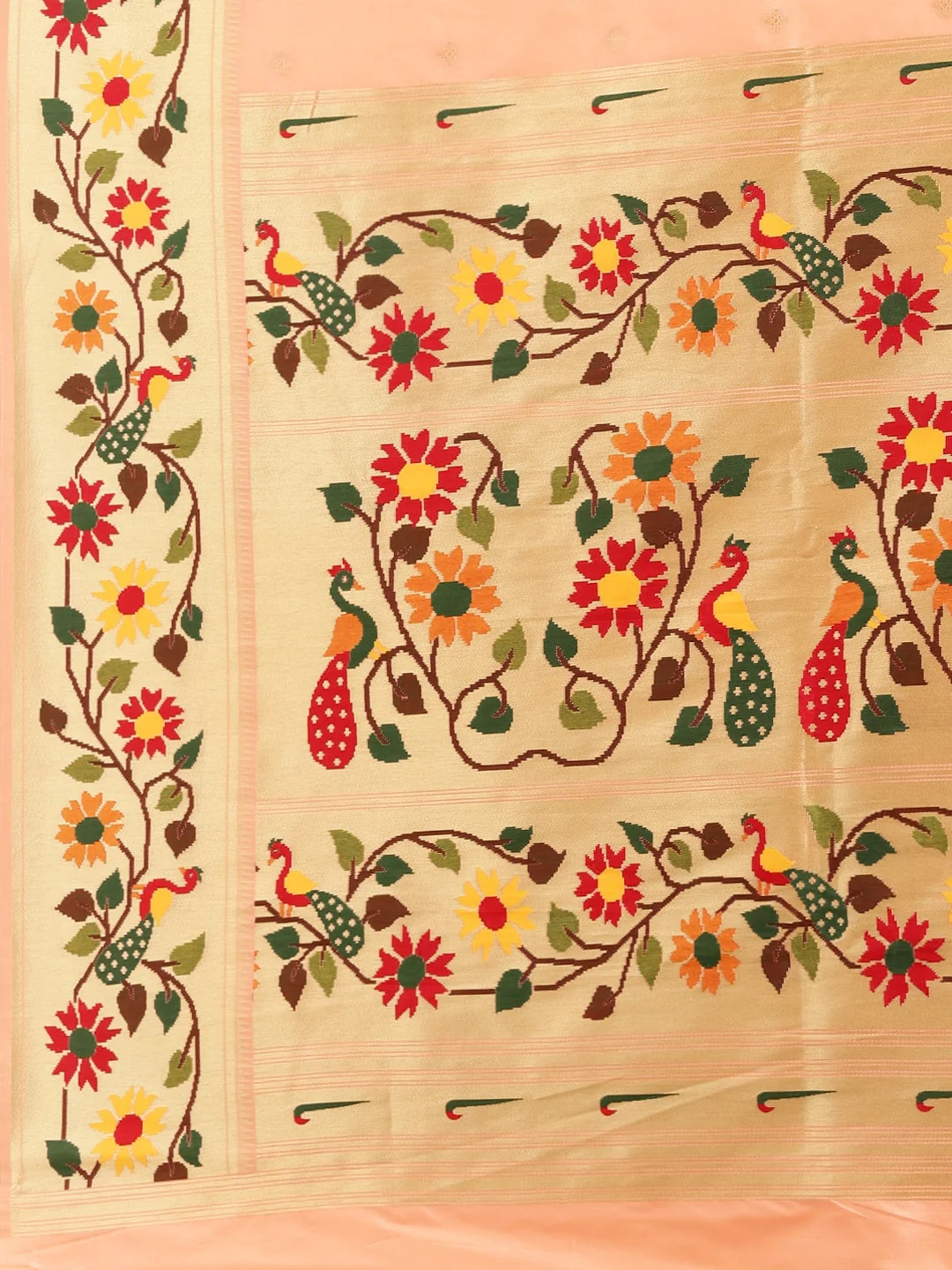 Neerus Peach Color Banaras Fabric Saree - Image 4