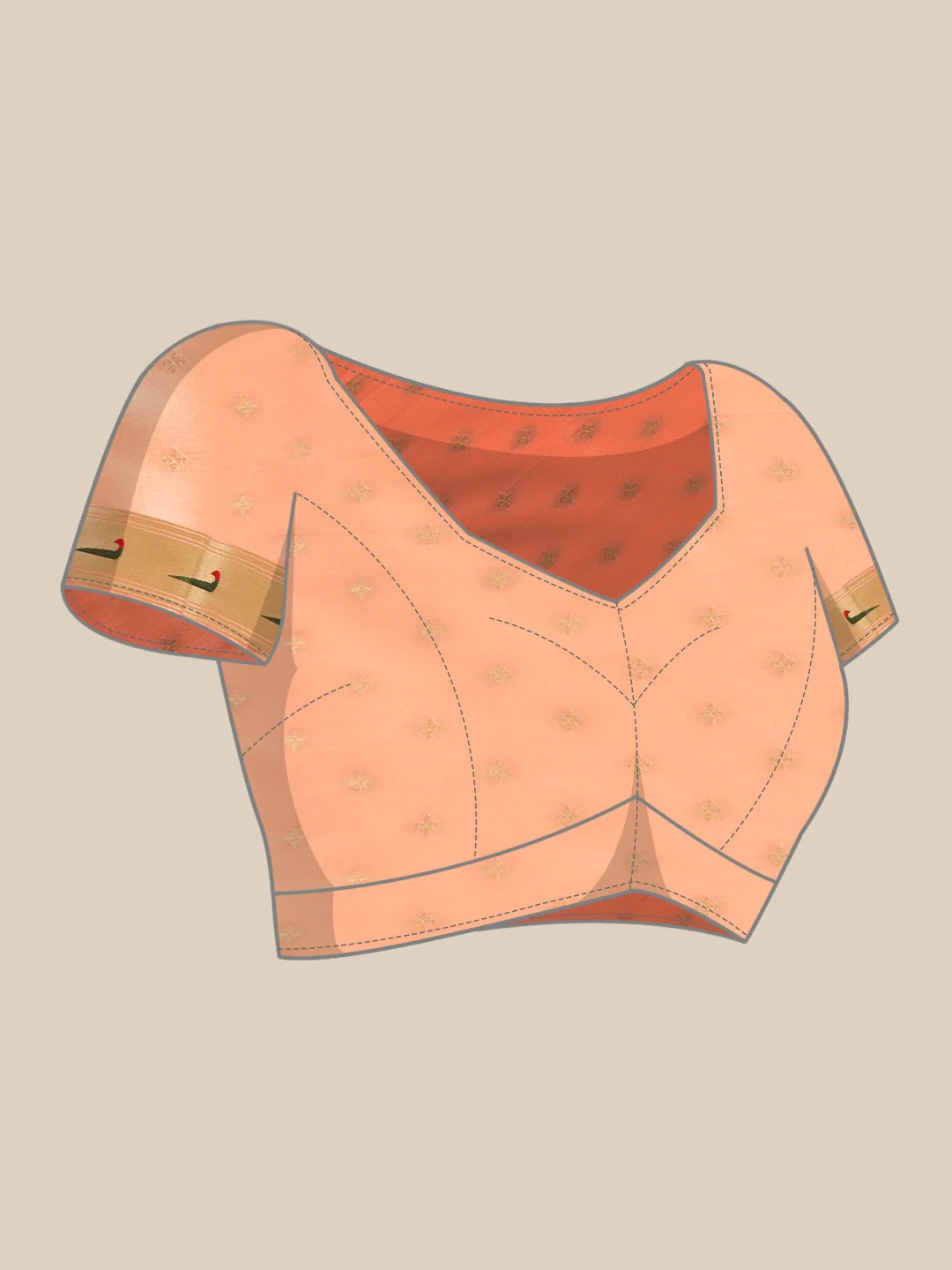 Neerus Peach Color Banaras Fabric Saree - Image 5