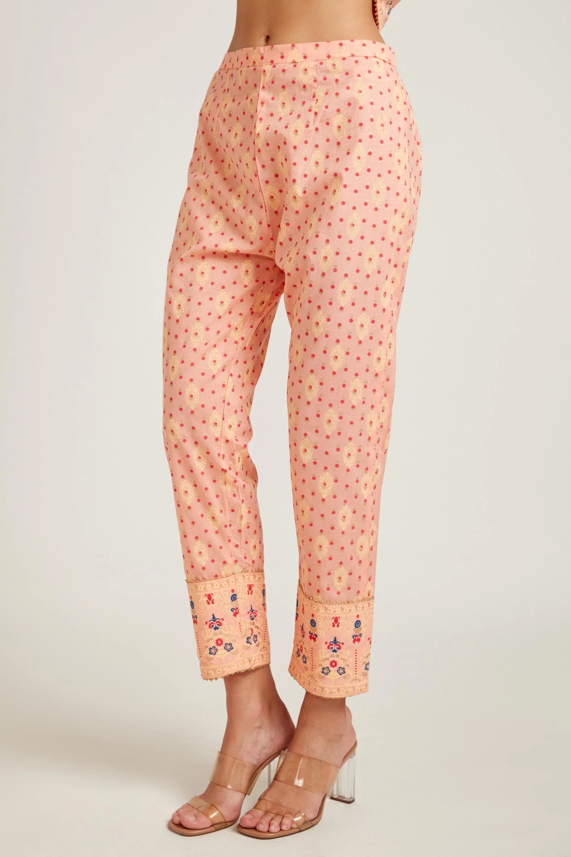 Neerus Peach Color Cotton Fabric Kurta Set - Image 5