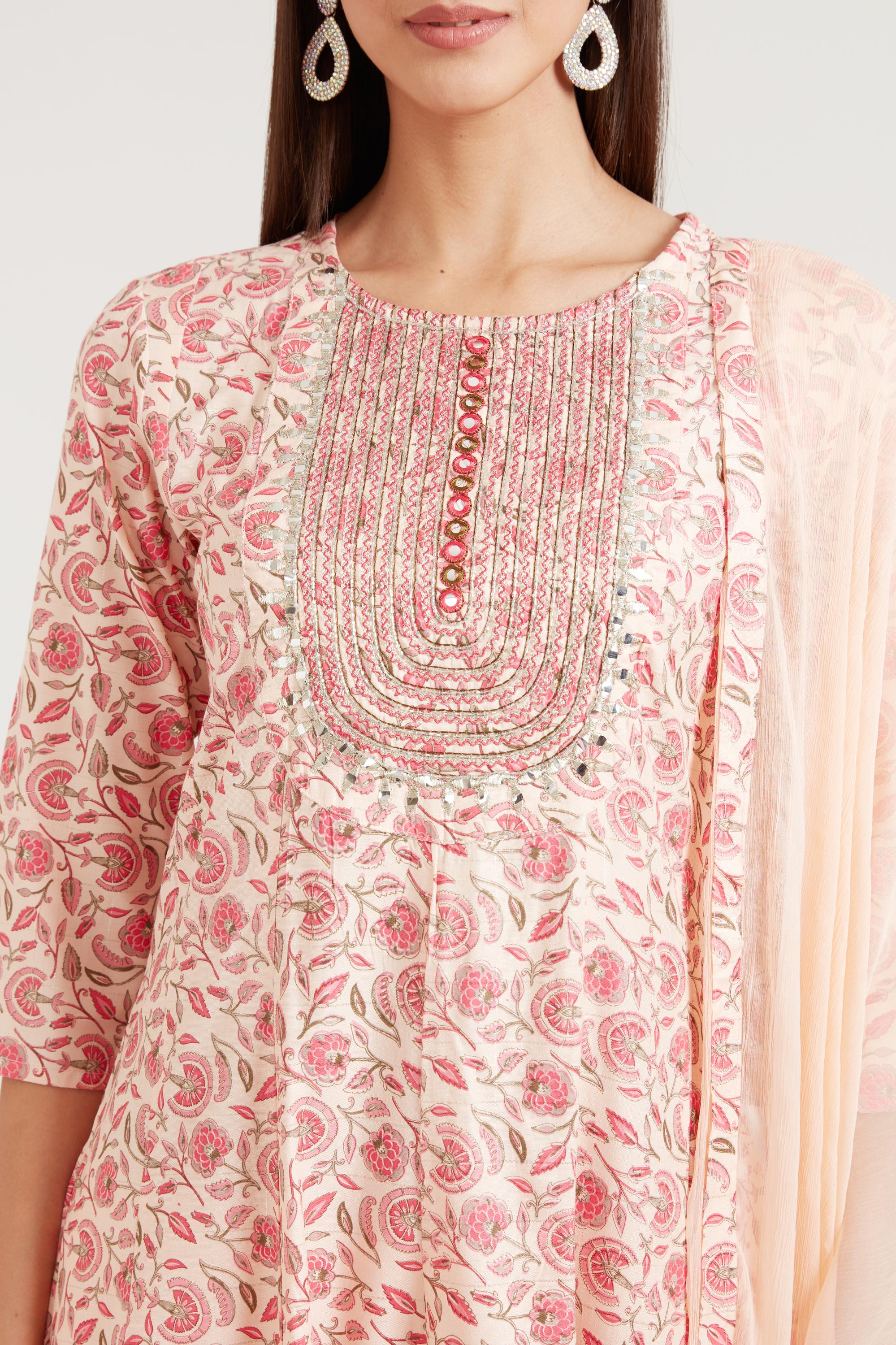 Neerus Peach Color Cotton Fabric Suit Set - Image 3
