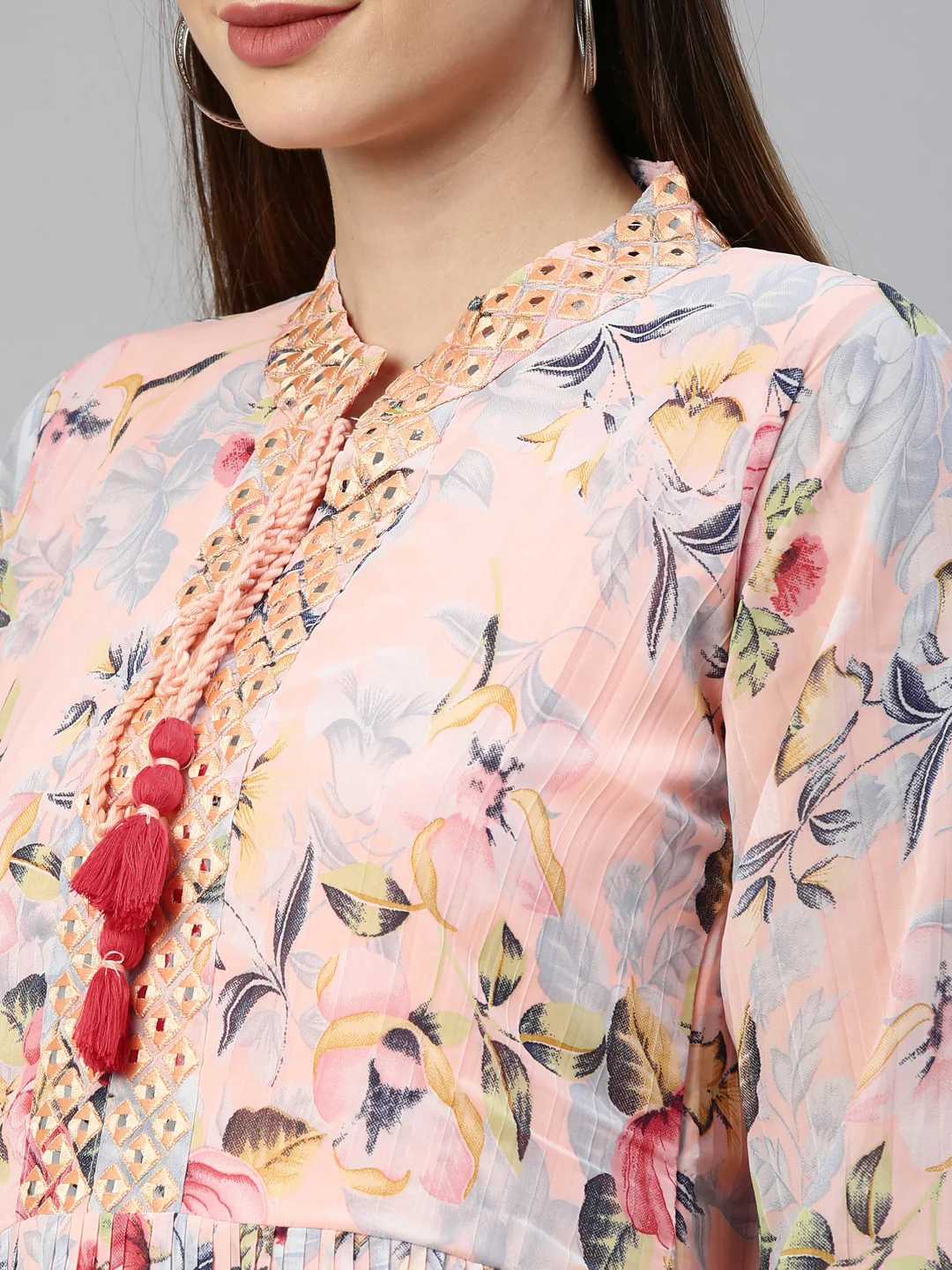 Neerus Peach Color Georgette Fabric Kurta - Image 7