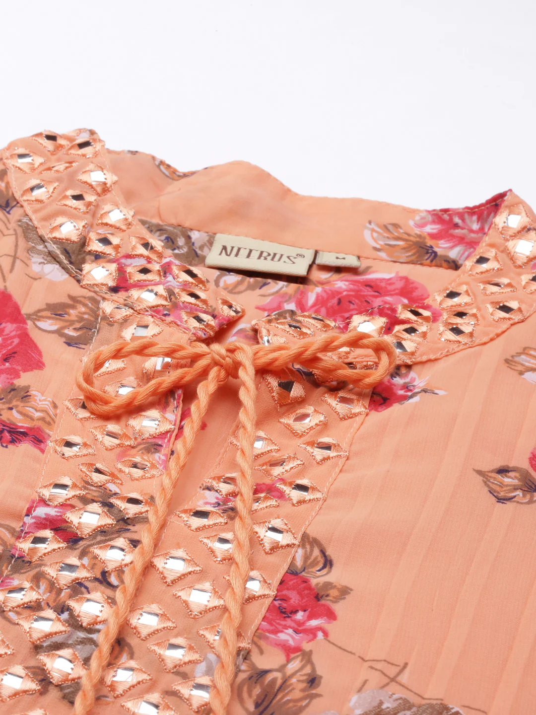 Neerus Peach Color Georgette Fabric Kurta - Image 6
