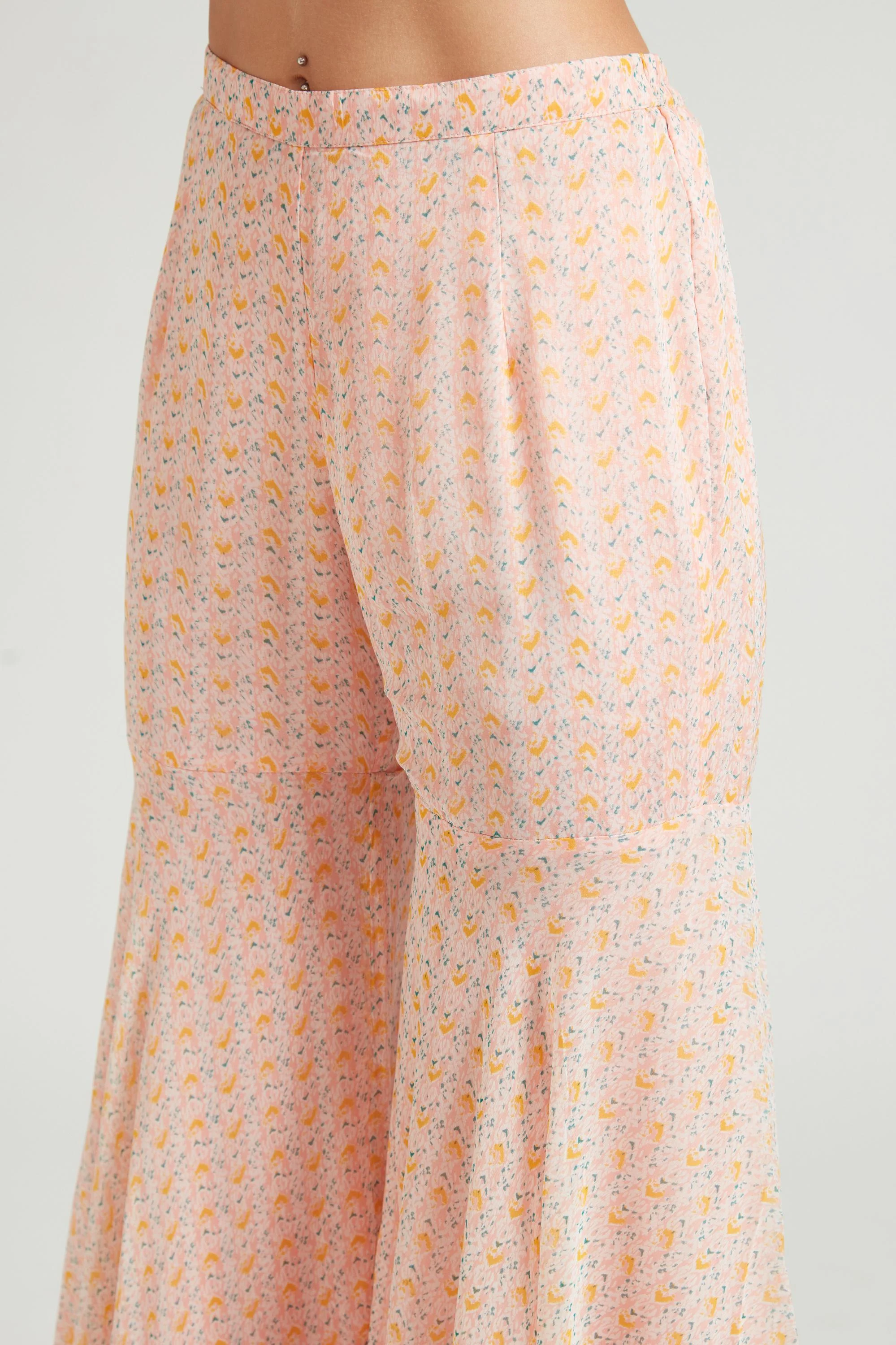 Neerus Peach Color Georgette Fabric Kurta Set - Image 5