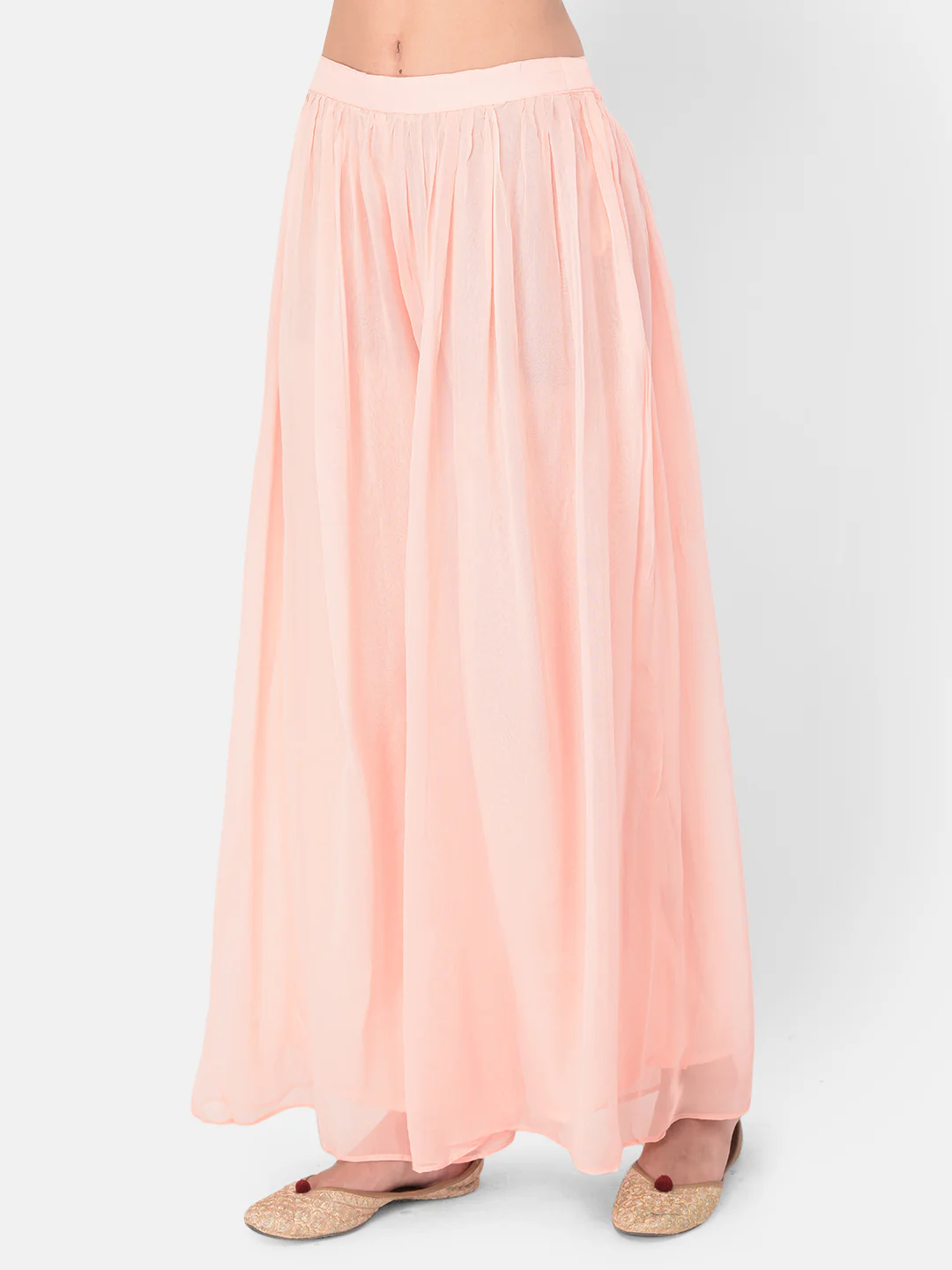 Neerus Peach Color Georgette Fabric Suit-Skirts - Image 6