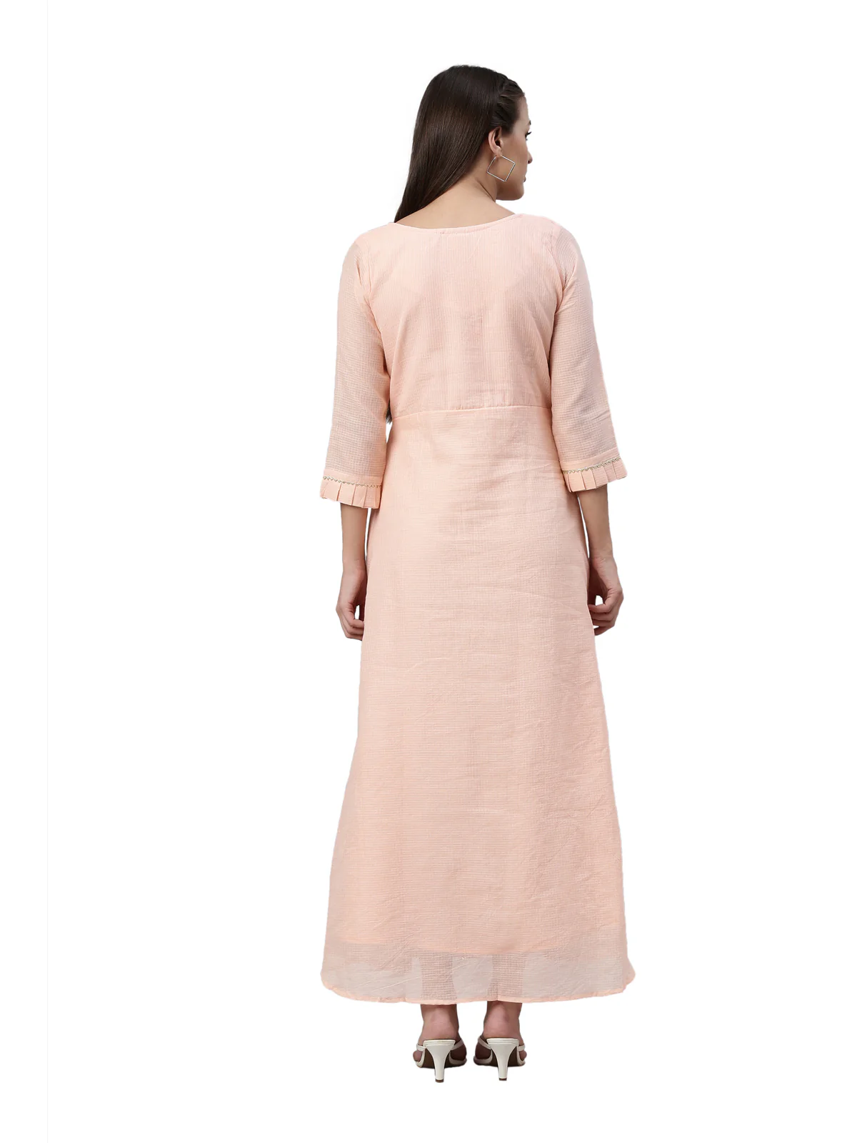 Neerus Peach Color Kota Fabric Kurta - Image 5