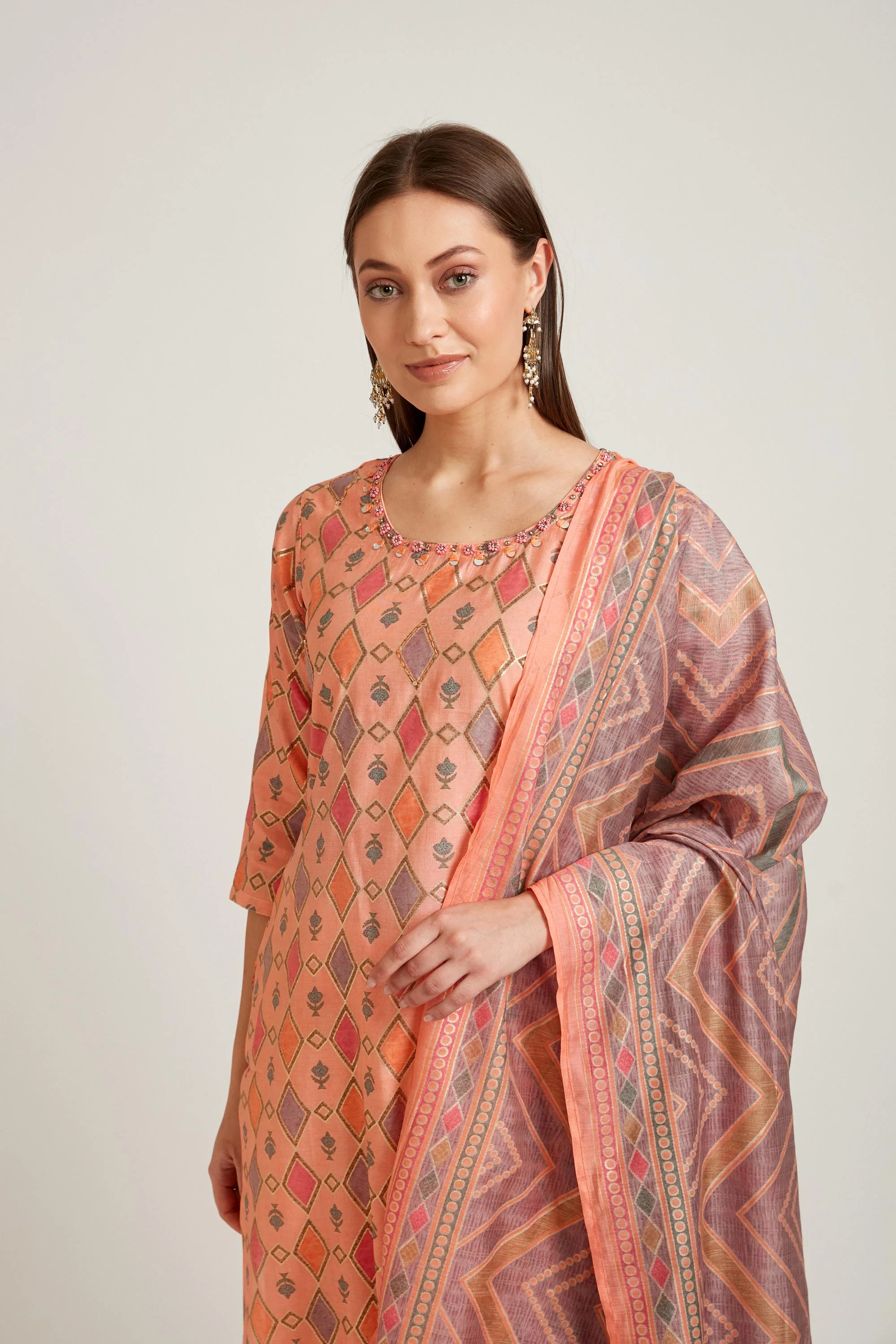 Neerus Peach Color Model Fabric Salwar Kameez - Image 4
