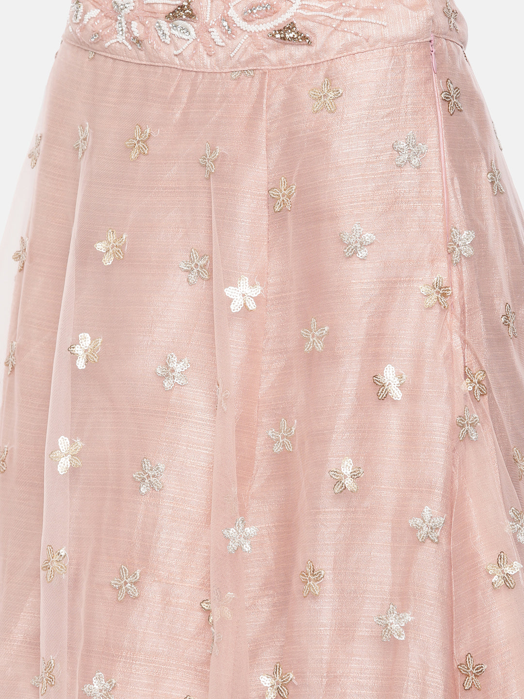 Neerus Peach Color Nett Fabric Ghagra Set - Image 8