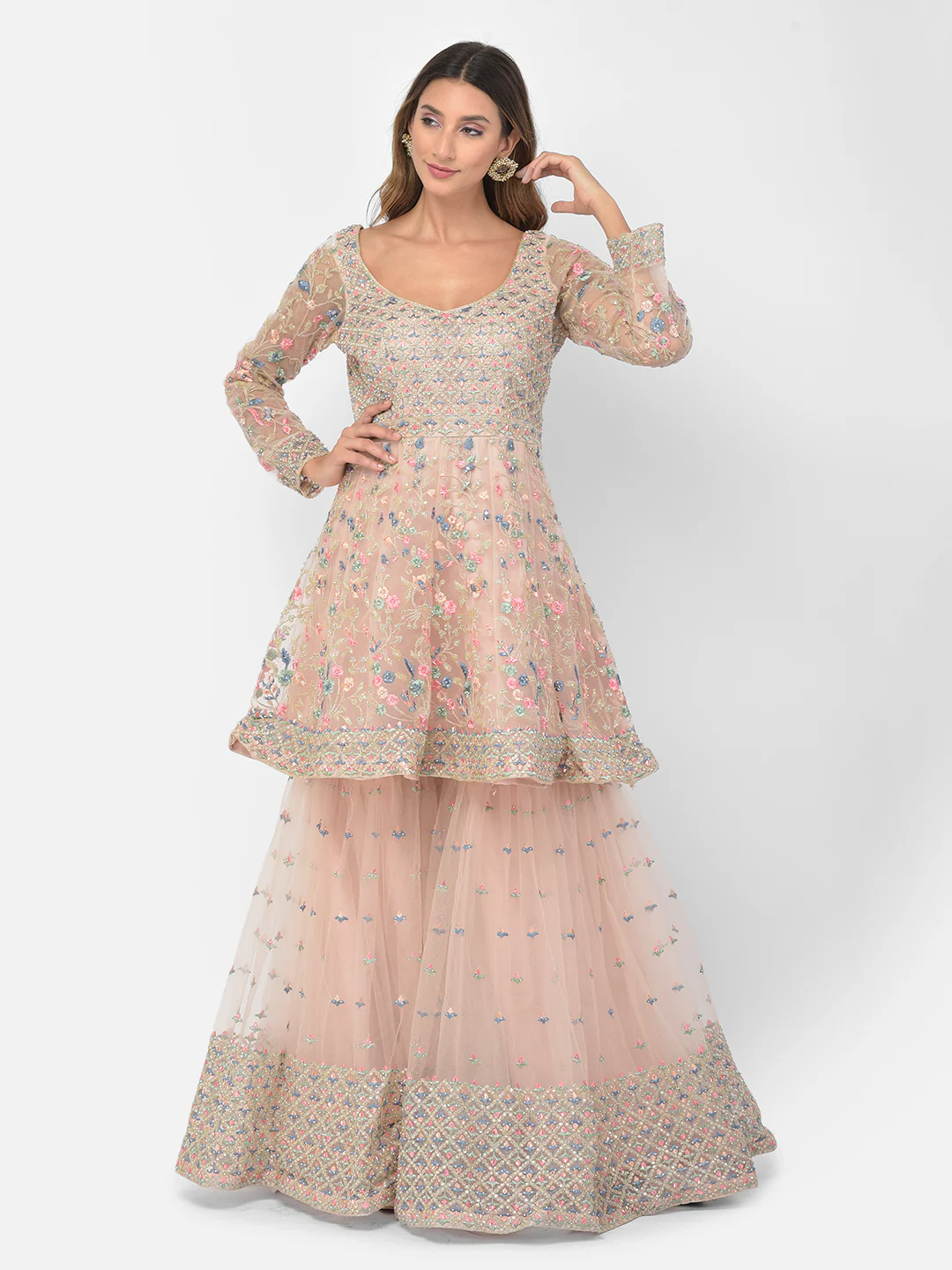 Neerus Peach Color Nett Fabric Salwar Kameez - Image 4
