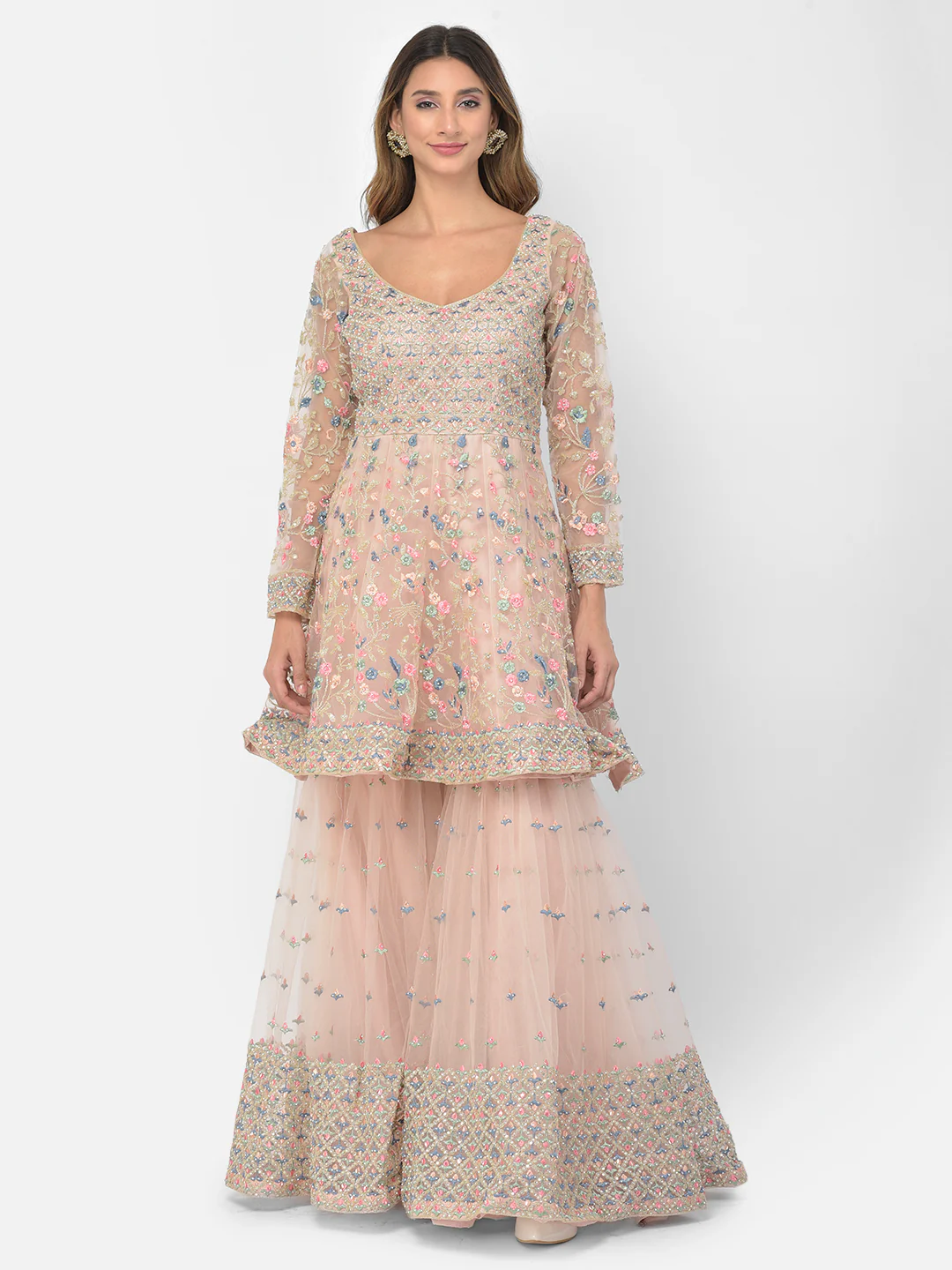 Neerus Peach Color Nett Fabric Salwar Kameez - Image 5
