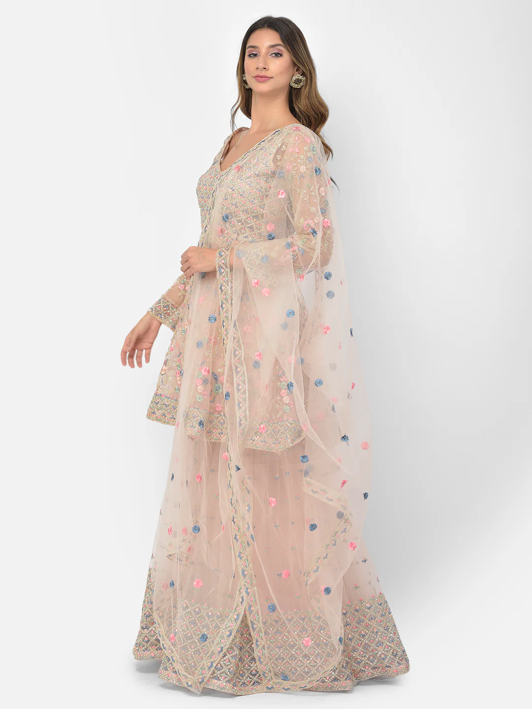 Neerus Peach Color Nett Fabric Salwar Kameez - Image 6
