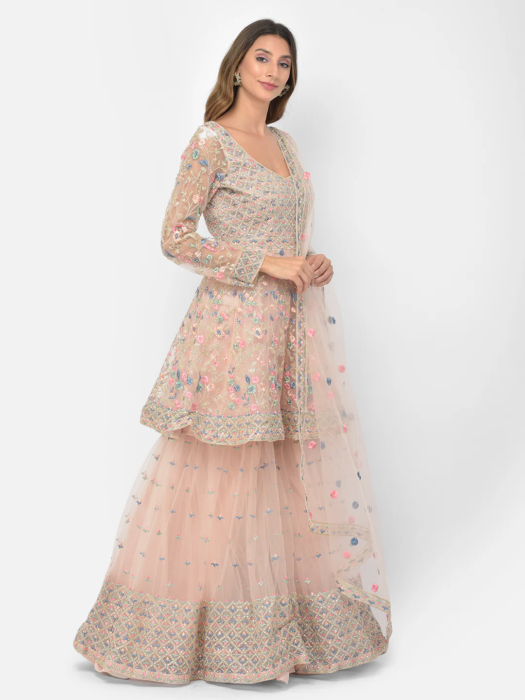 Neerus Peach Color Nett Fabric Salwar Kameez - Image 7