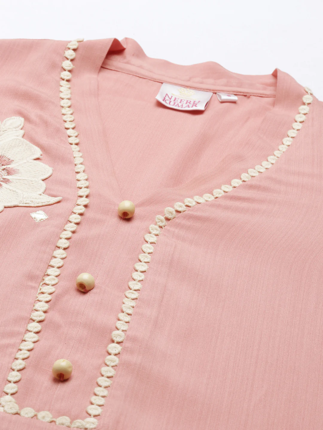 Neerus Peach Color Rayon Fabric Kurta - Image 2