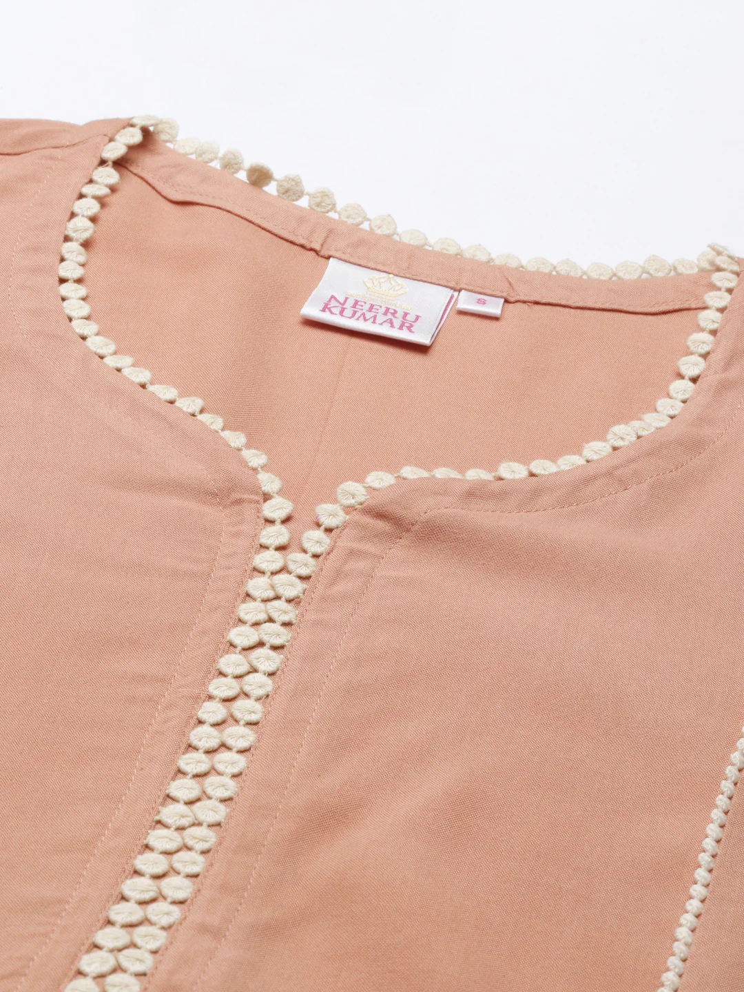 Neerus Peach Color Rayon Fabric Kurta - Image 2