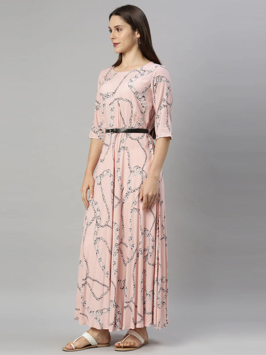 Neerus Peach Color Rayon Fabric Tunic - Image 3