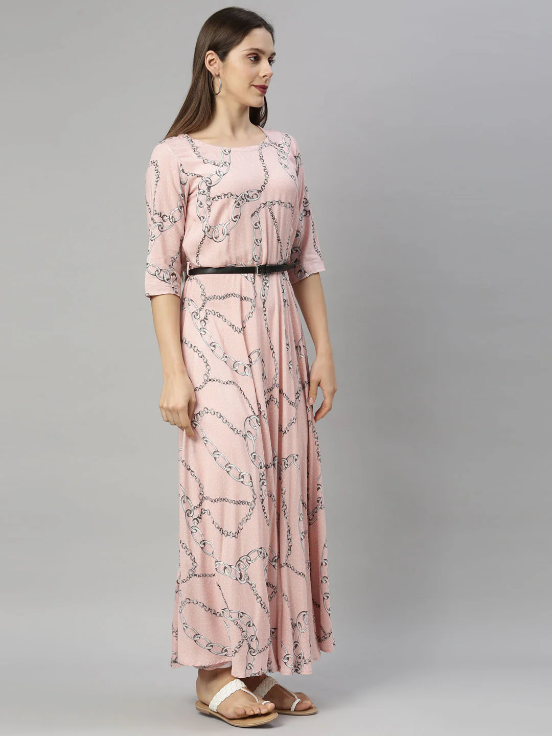 Neerus Peach Color Rayon Fabric Tunic - Image 4