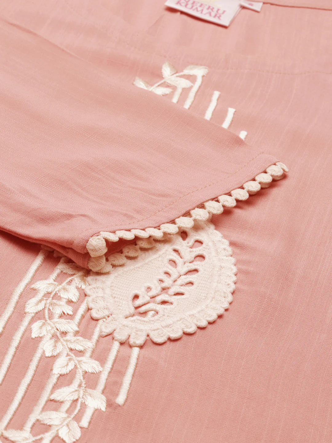 Neerus Peach Color Slub Rayon Fabric Kurta - Image 7