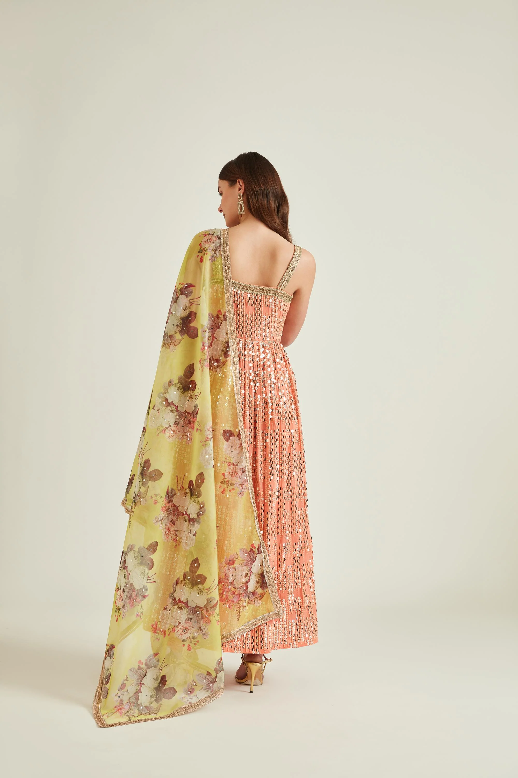 Neerus Peach Colour Georgette Fabric Suit-Anarkali - Image 2