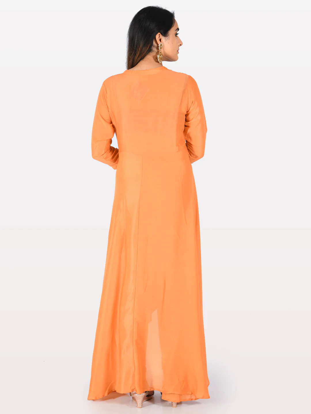 Neerus Peach Embroidered A Line Kurta - Image 4
