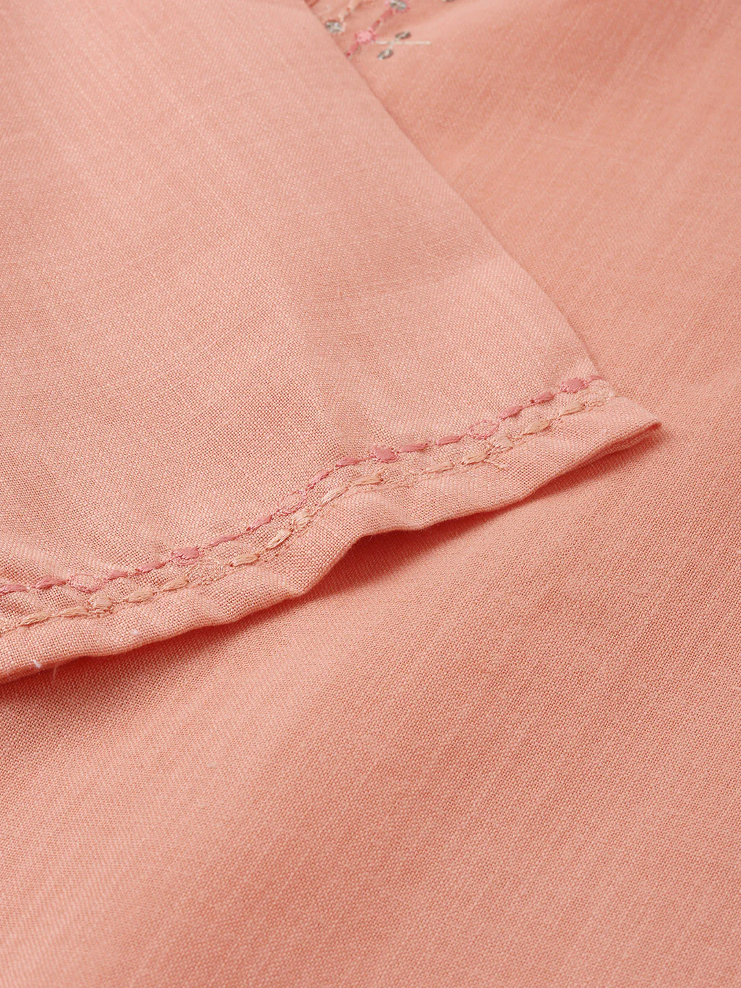 Neerus Peach Embroidered Straight Kurta - Image 3
