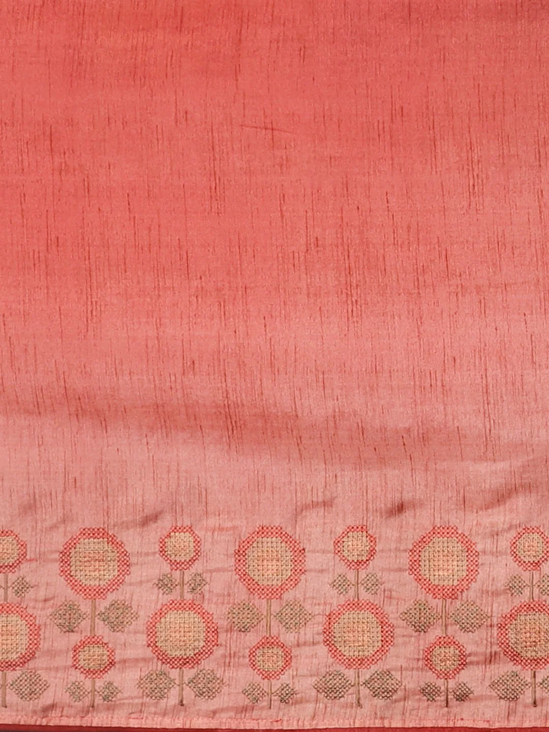 Neerus Peach Printed Saree With Blouse - Image 3