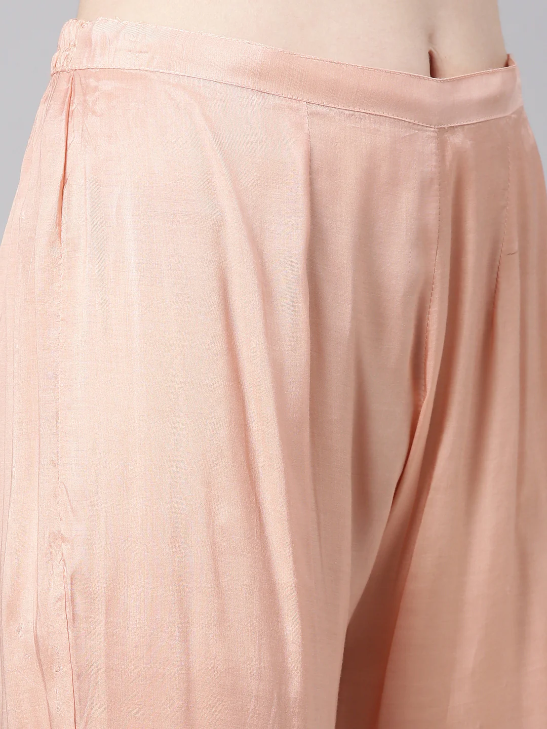 Neerus Peach Printed Straight Kurta and Trousers With Dupatta - Image 6