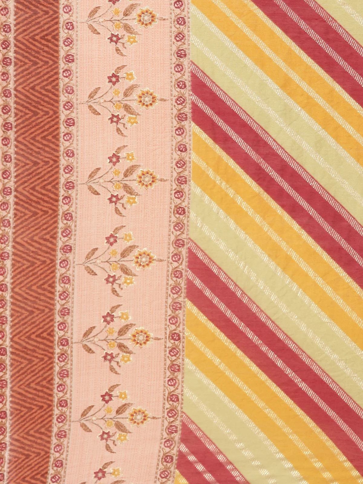 Neerus Peach Regular Calf Length Printed Kurta Solid Trousers With Dupatta - Image 6