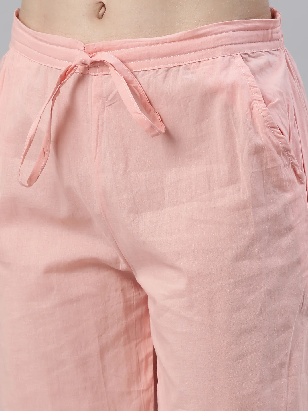 Neerus Peach Regular Knee Length Solid Kurta Solid Trousers With Dupatta - Image 6