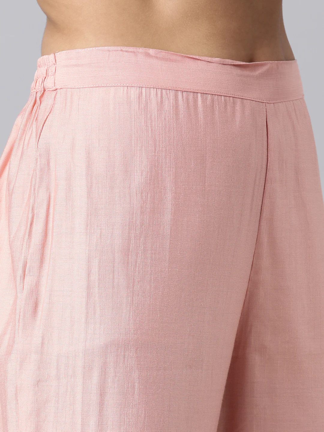 Neerus Peach Solid Straight Kurta and Trousers With Dupatta - Image 6