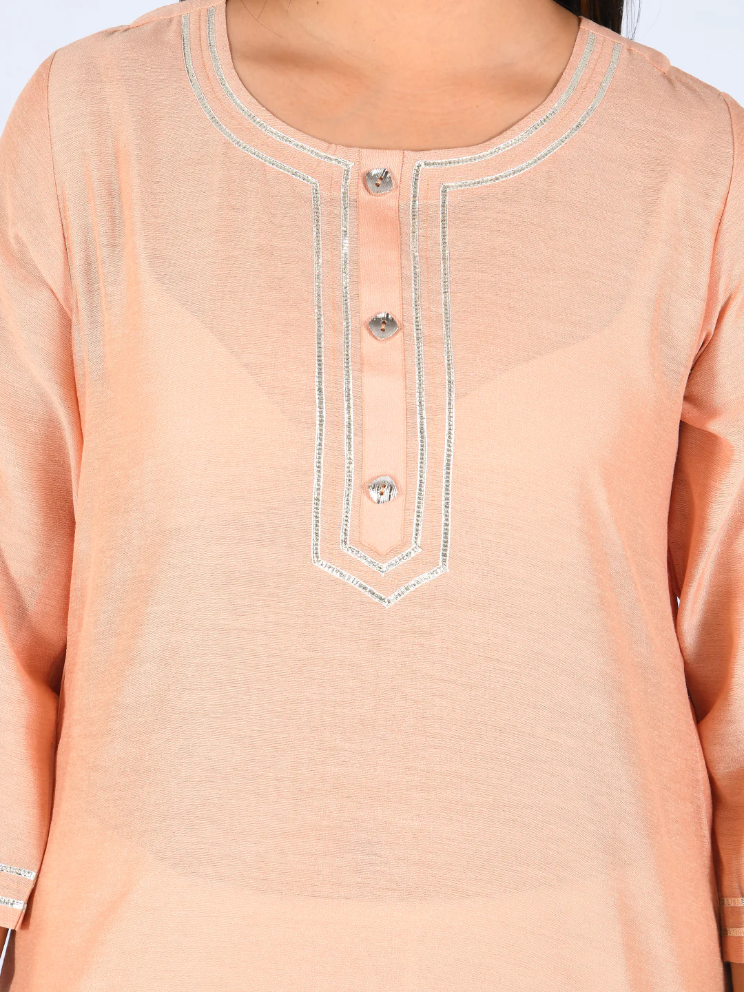 Neerus Peach Straight Kurta - Image 3