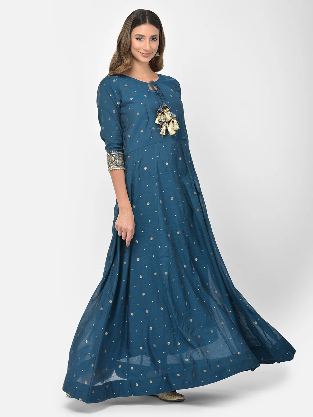 Neerus Peacock Color Chanderi Fabric Salwar Kameez