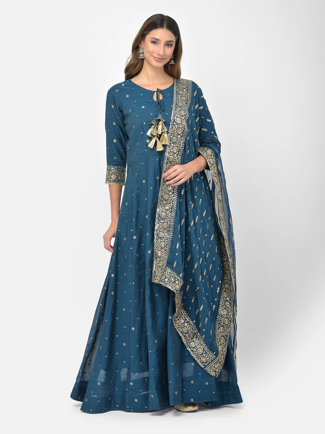 Neerus Peacock Color Chanderi Fabric Salwar Kameez - Image 2