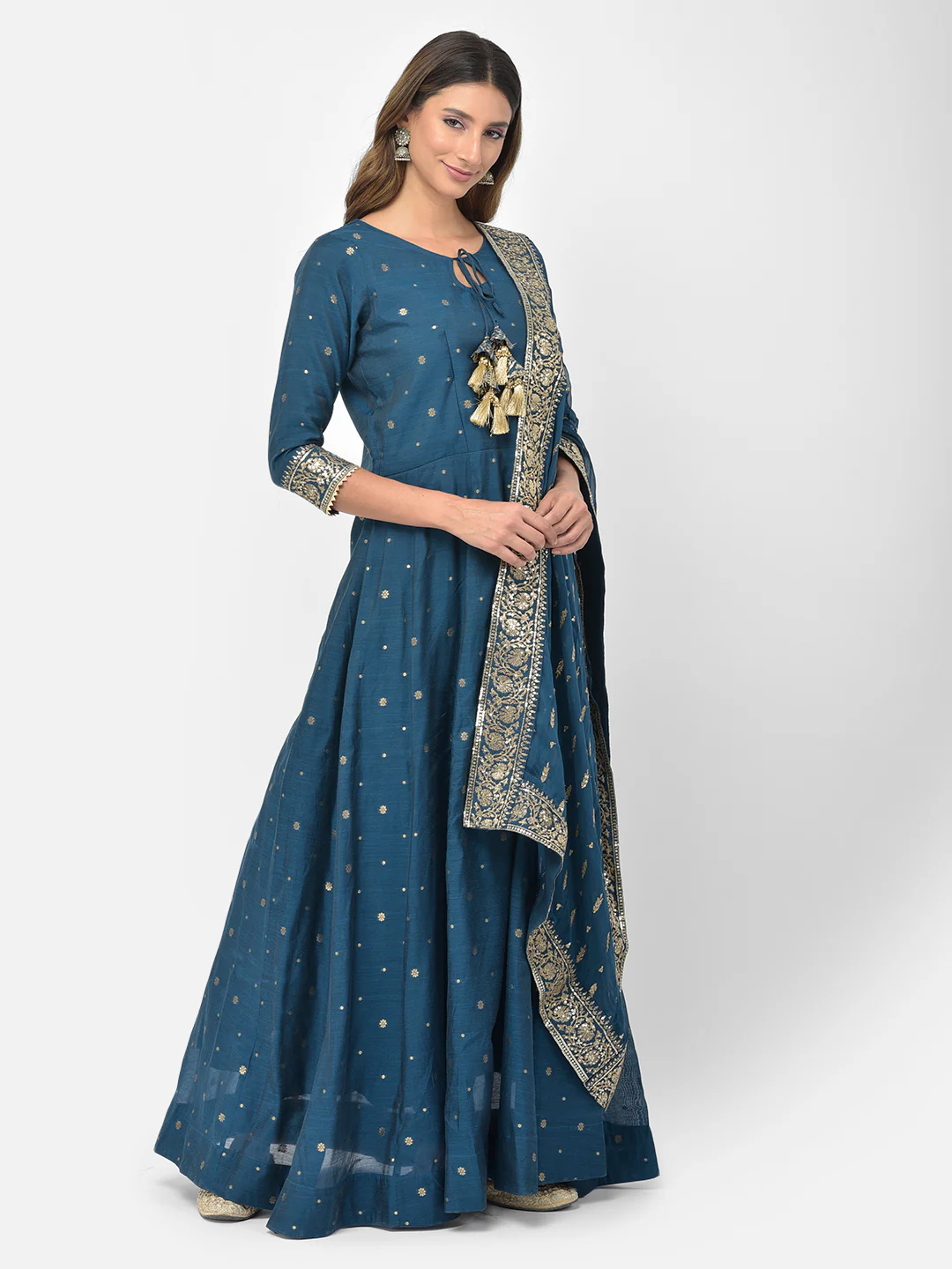 Neerus Peacock Color Chanderi Fabric Salwar Kameez - Image 3