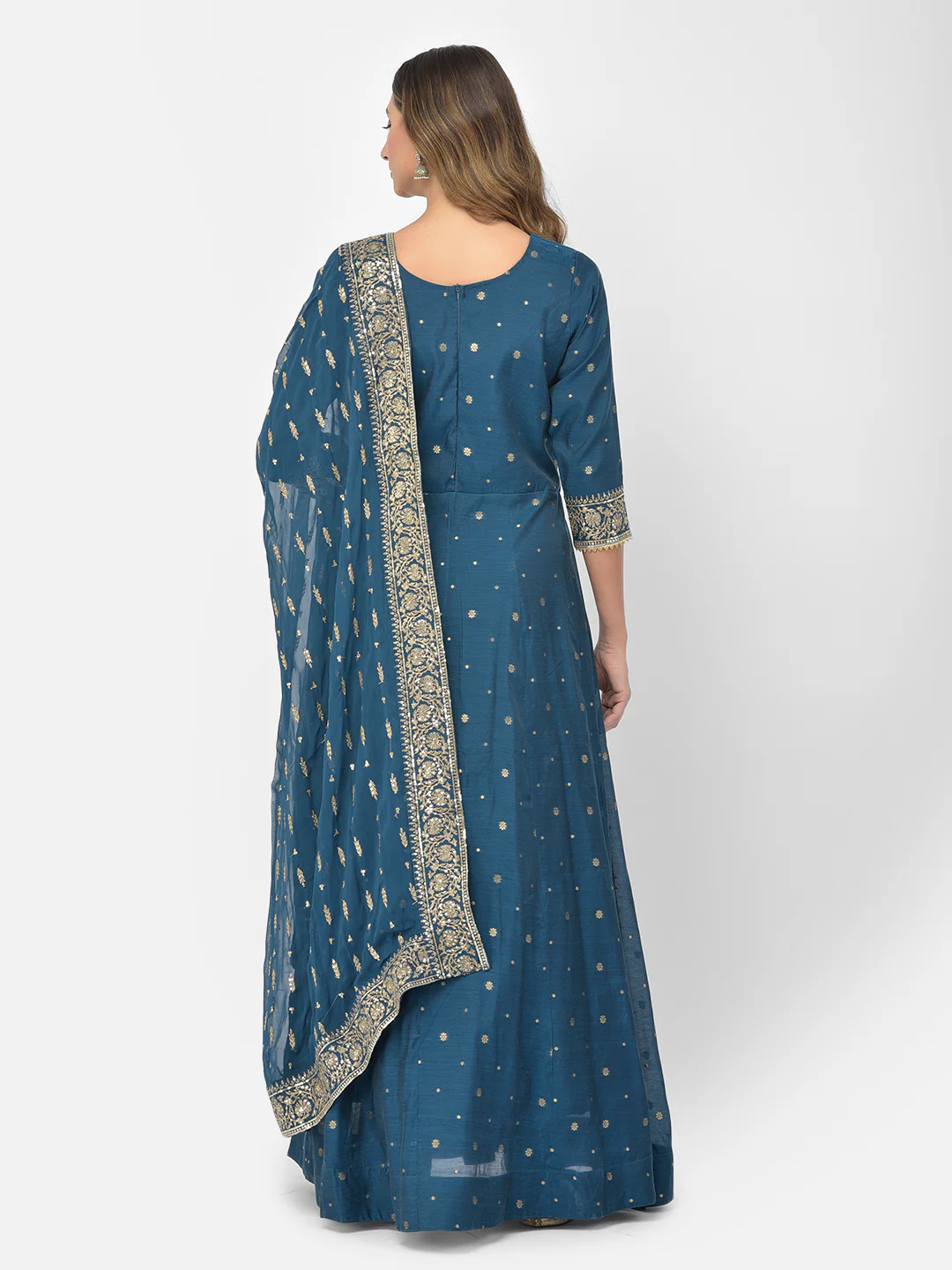 Neerus Peacock Color Chanderi Fabric Salwar Kameez - Image 5