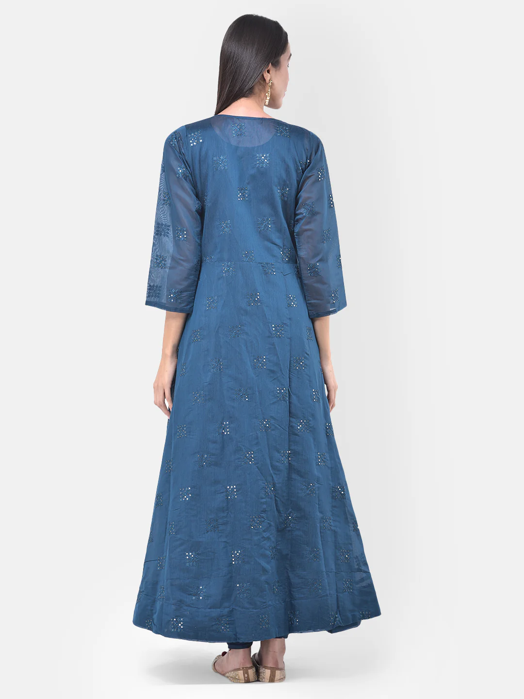 Neerus Peacock Color Chanderi Fabric Suit-Fusion - Image 3