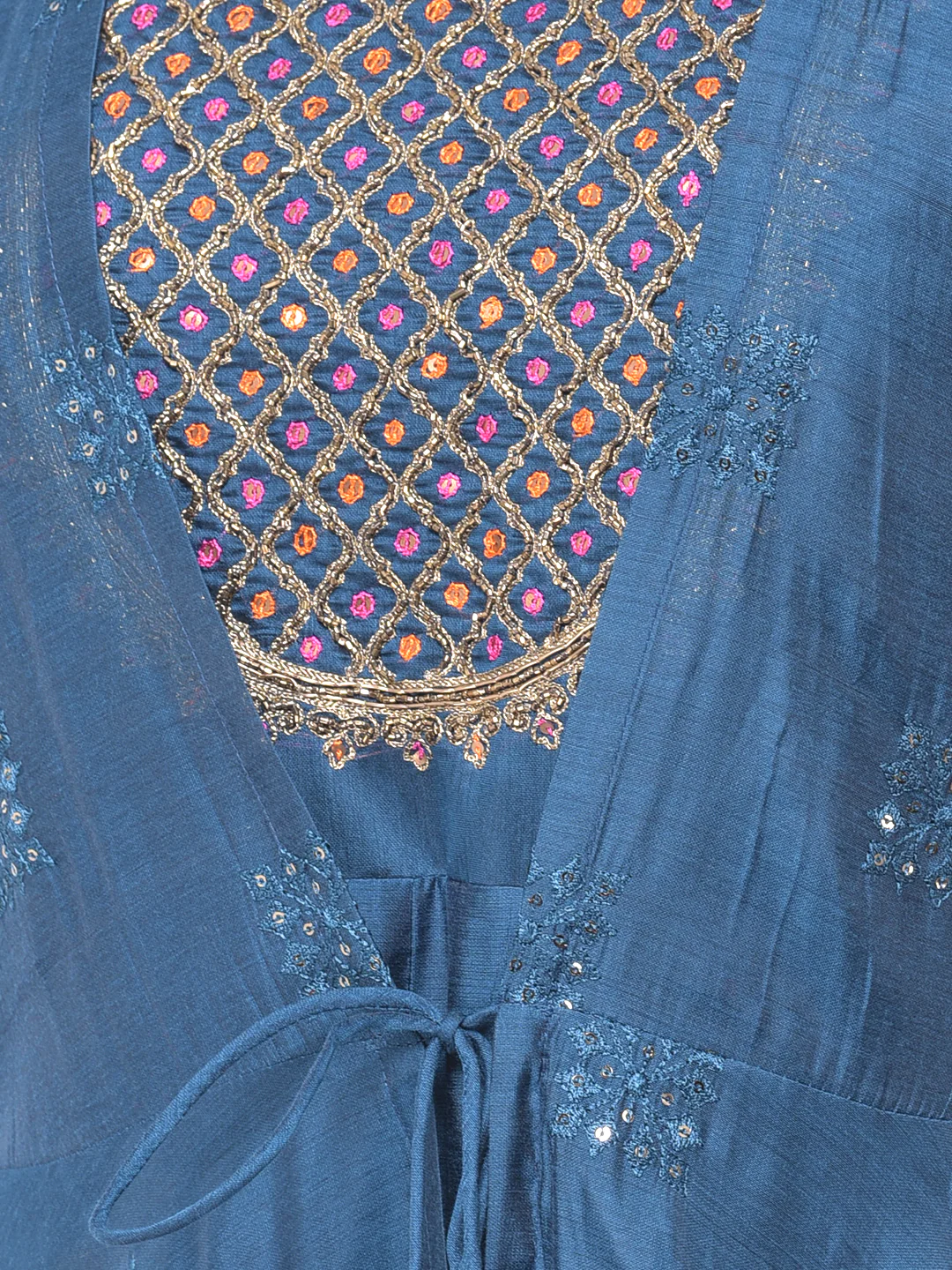 Neerus Peacock Color Chanderi Fabric Suit-Fusion - Image 4